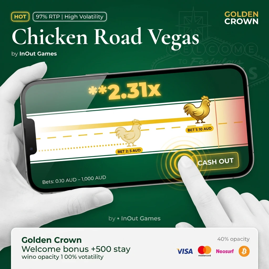 Chicken Road Vegas crash game with rising multiplier, cash out button, and dual bet options on screen