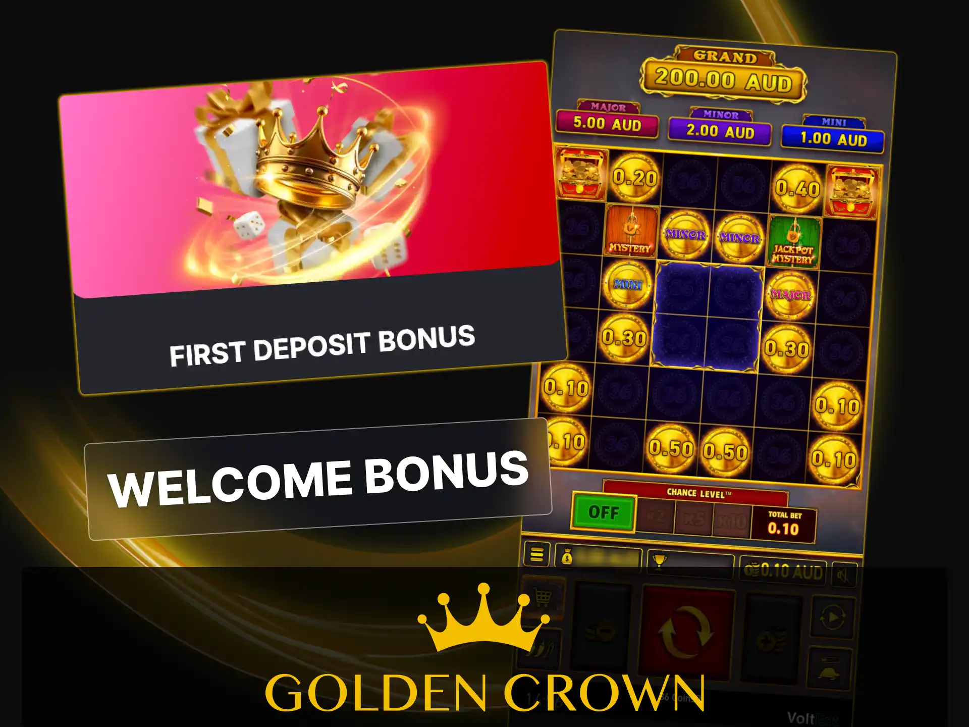 Boost your bankroll to play high-volatility 36 Coins pokie at Golden Crown Casino.