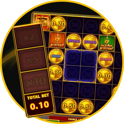 Tailor your wagering strategy on 36 Coins by Wazdan at Golden Crown Casino.