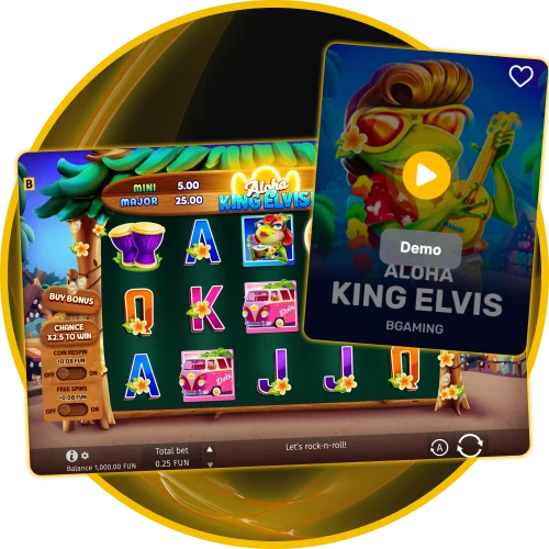 Try the free demo mode of Aloha King Elvis slot at Golden Crown Casino.