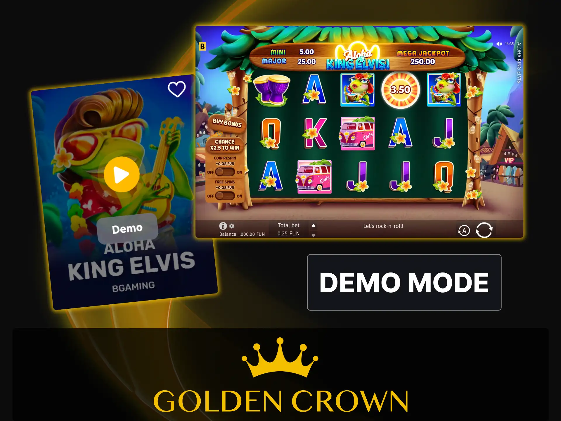 Play Aloha King Elvis in free demo mode without registering at Golden Crown Casino.