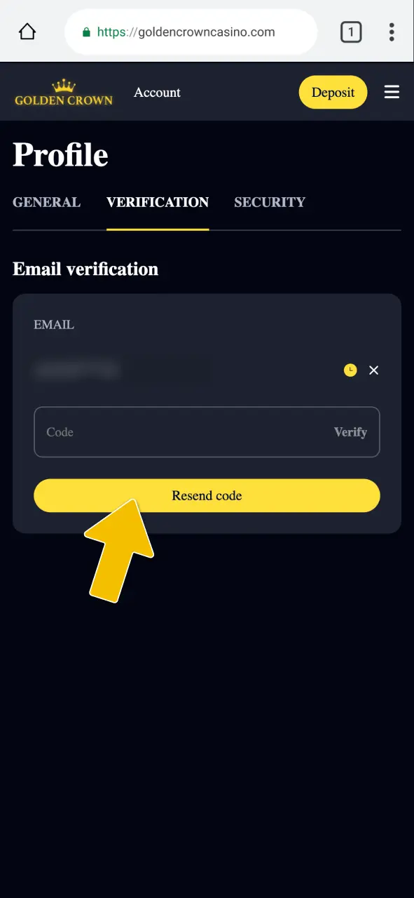 Click the verification link sent to your inbox to activate your Golden Crown account.