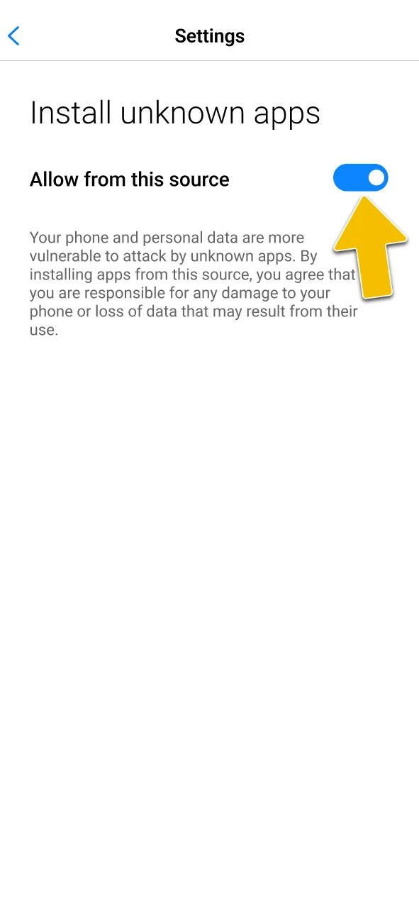Enable installation from unknown sources in Android settings to install the Golden Crown APK.