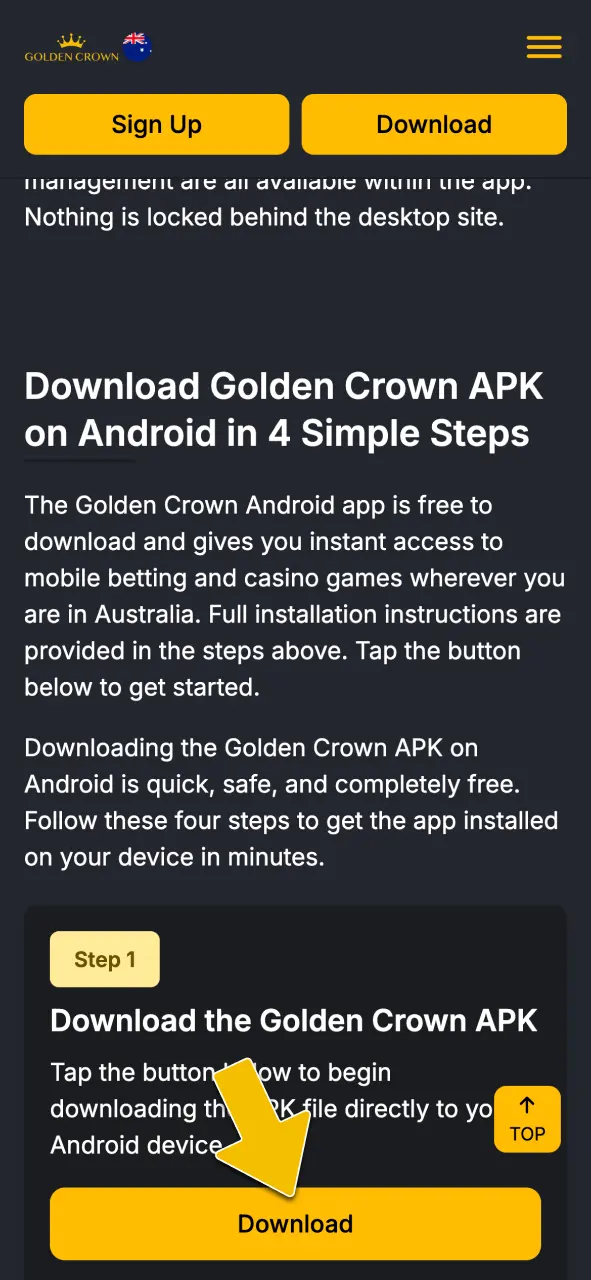 Download the Golden Crown Casino APK file directly to your Android device for instant gaming access.