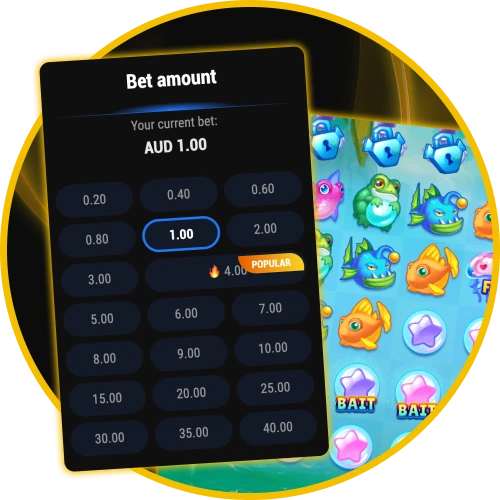 Adjust bet limits per spin on Clawbass Bonanza 2000 at Golden Crown Casino Australia.