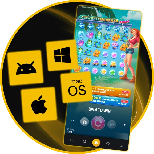 Switch devices seamlessly without losing slot features playing Clawbass Bonanza 2000 at Golden Crown.