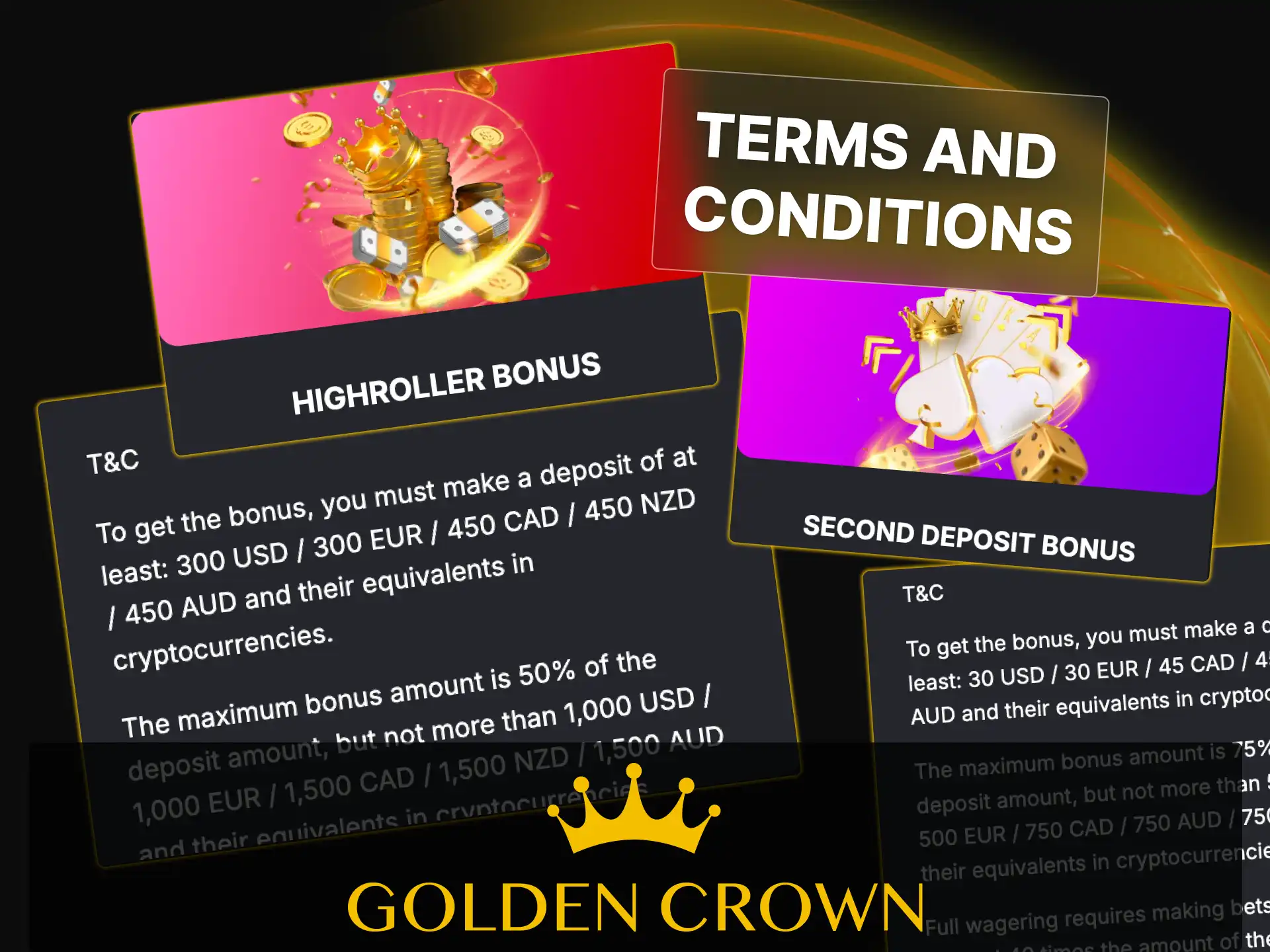 Review the official Bonus Terms and Conditions before playing at Golden Crown Casino.