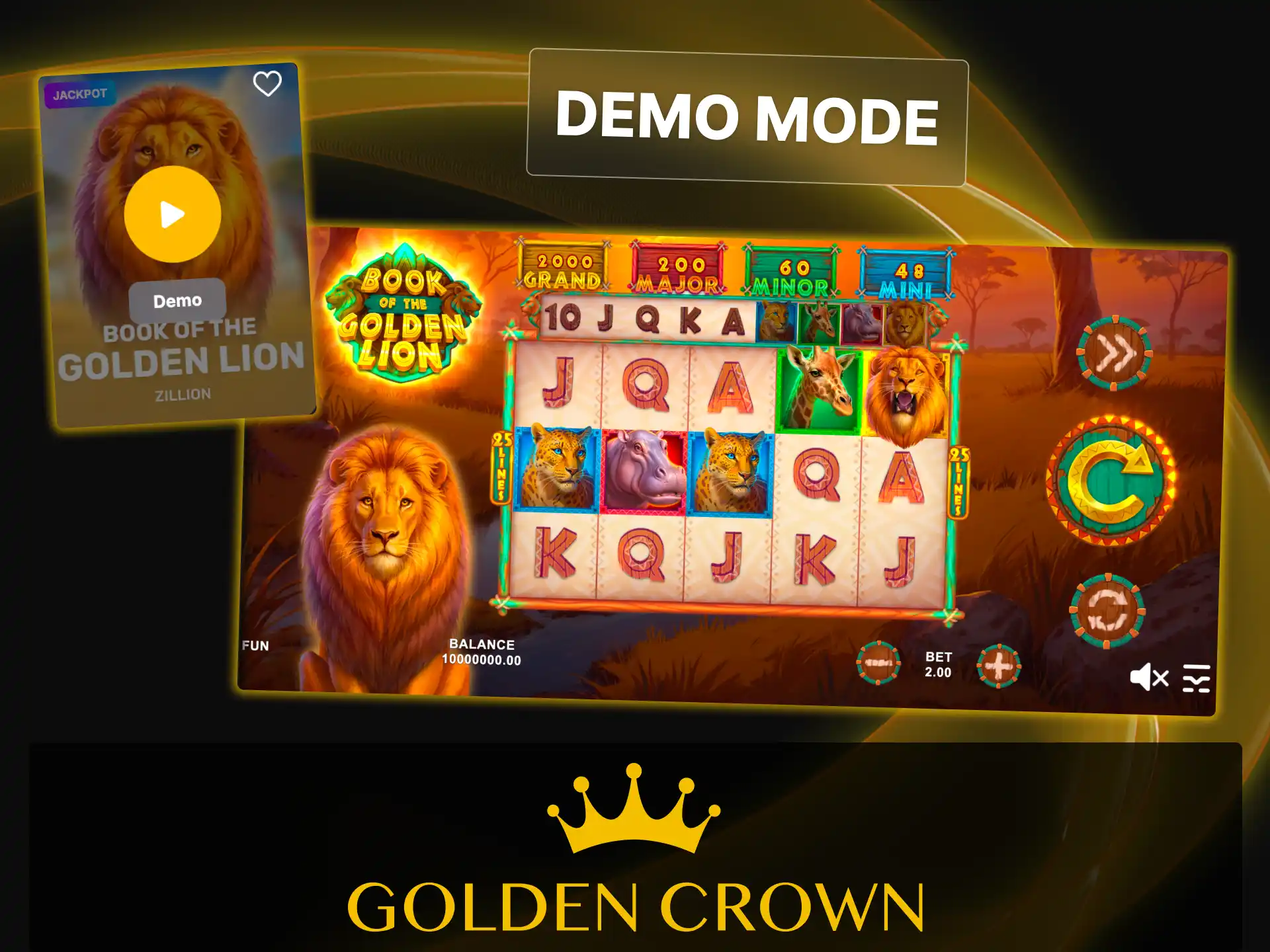 Try Book of the Golden Lion in free demo mode at Golden Crown Casino.
