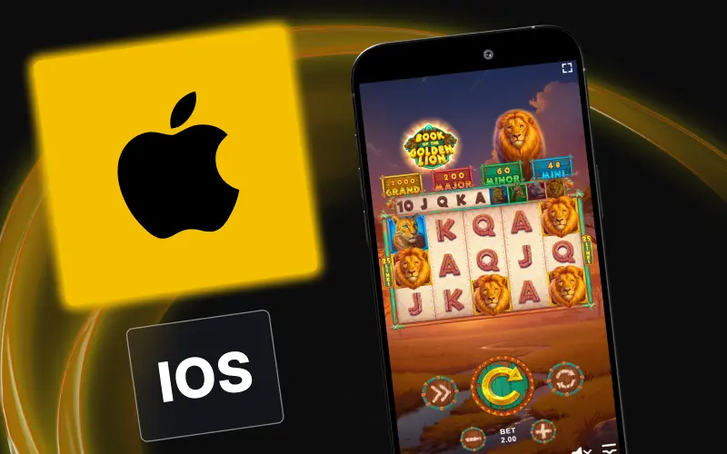 Set up the Golden Crown Casino iOS PWA to play Book of the Golden Lion.