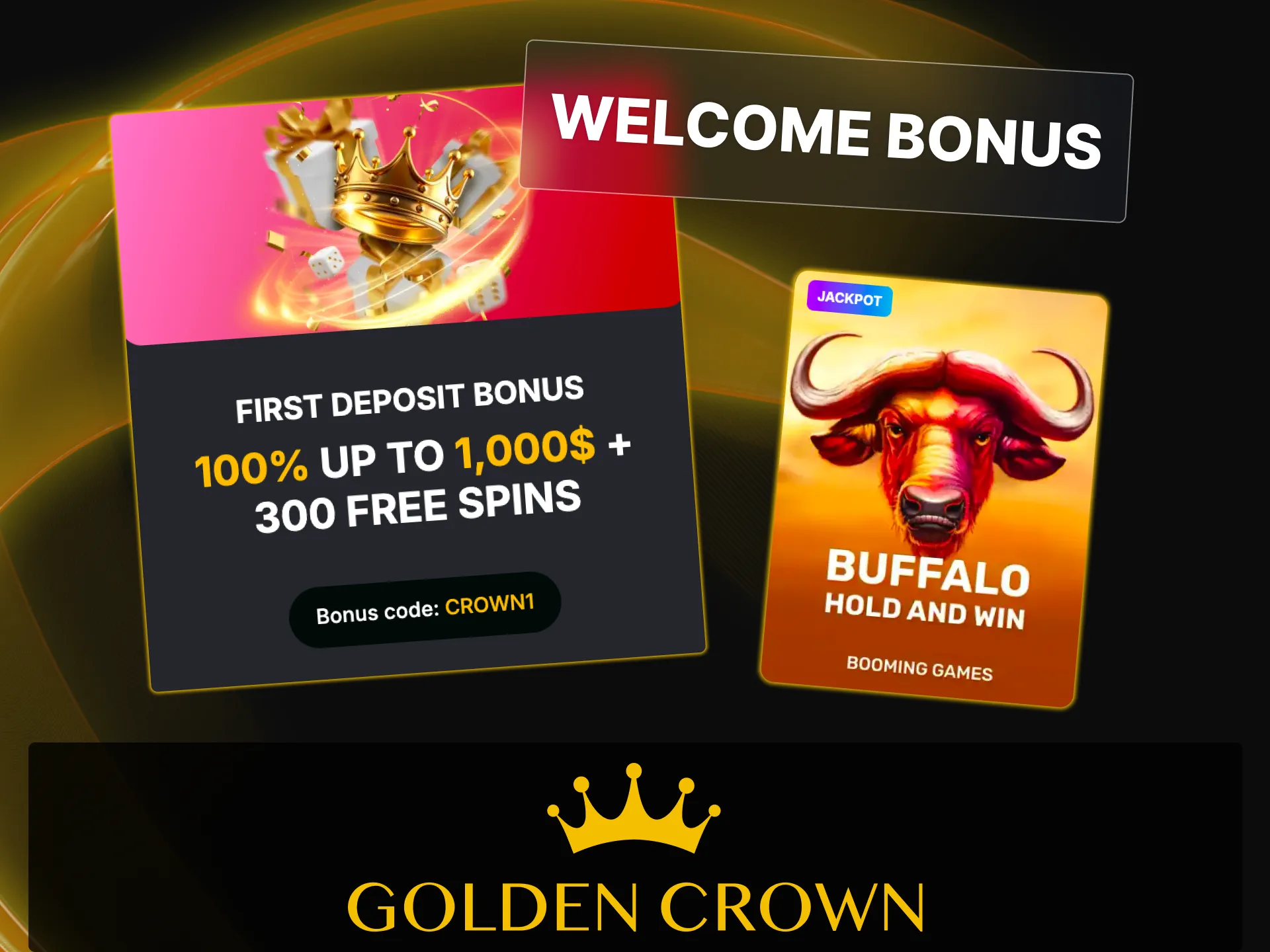 Opt in during cashier deposit to activate first deposit welcome bonus at Golden Crown Casino.