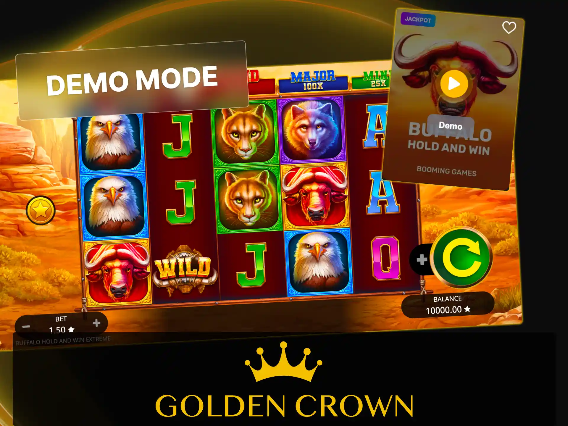 Play Buffalo Hold and Win slot risk-free in demo mode at Golden Crown Casino Australia.