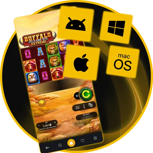 Enjoy multi-platform play for Buffalo Hold and Win at Golden Crown Casino on desktop or mobile.