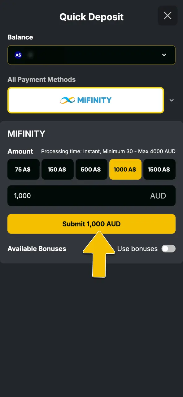 Go to the cashier to make your first deposit at Golden Crown Casino.