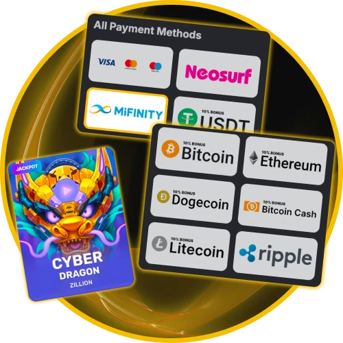Deposit and withdraw using Neosurf, Visa, Mastercard, and crypto at Golden Crown Casino.