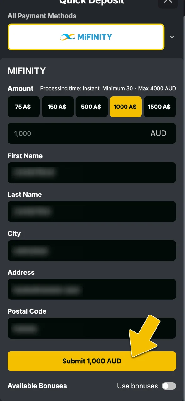 Complete the payment process to instantly update your account balance at Golden Crown.