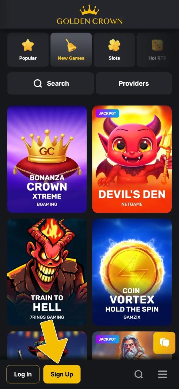 Navigate to the official Golden Crown site to access your account balance and profile.