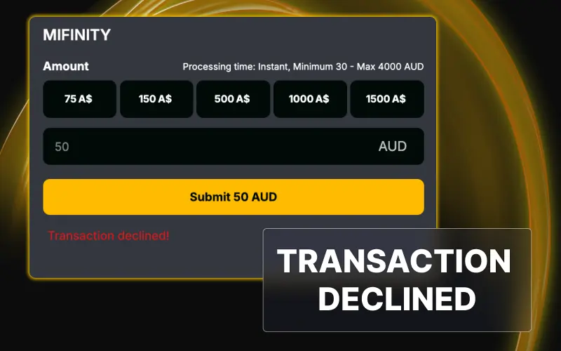 Resolve transaction declined issues by using alternative payment options at Golden Crown Casino.