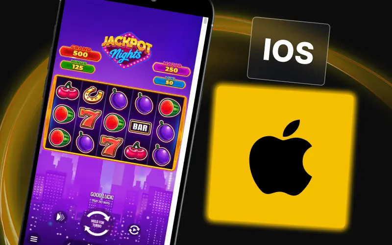 Launch Jackpot Nights slot directly from iPhone home screen shortcut at Golden Crown Casino.