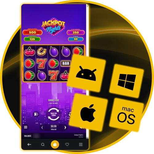 Access Jackpot Nights slot seamlessly on desktop, Android, and iOS at Golden Crown Casino.