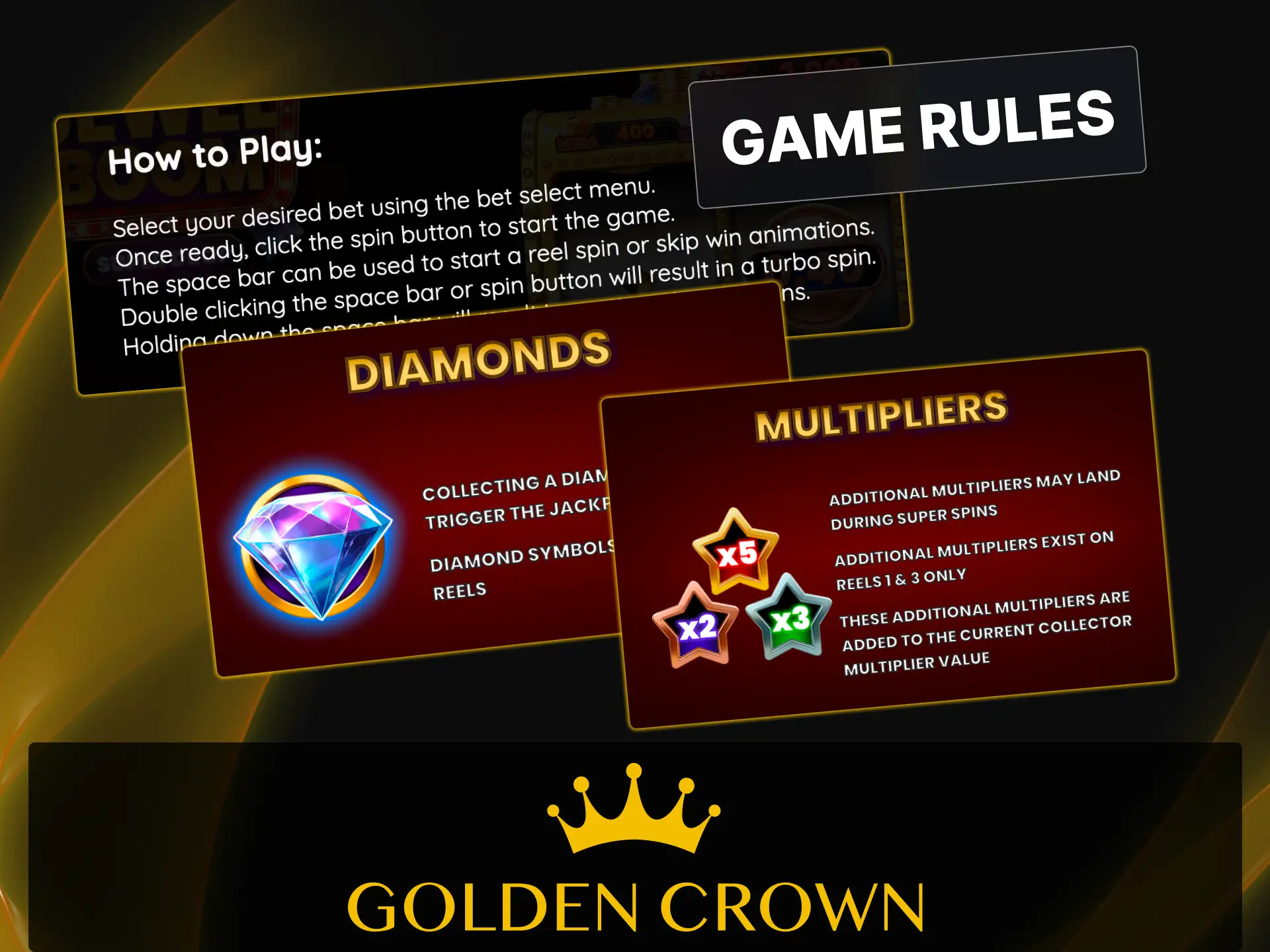 Learn Jewel Boom Super Drop grid rules and cluster pay mechanics at Golden Crown Casino.