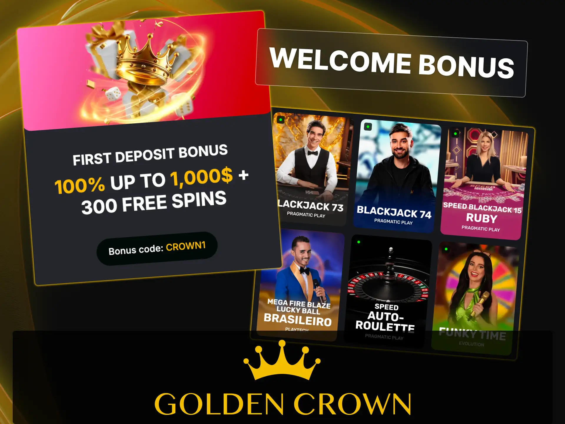 Claim the welcome bonus for live casino players at Golden Crown Casino.