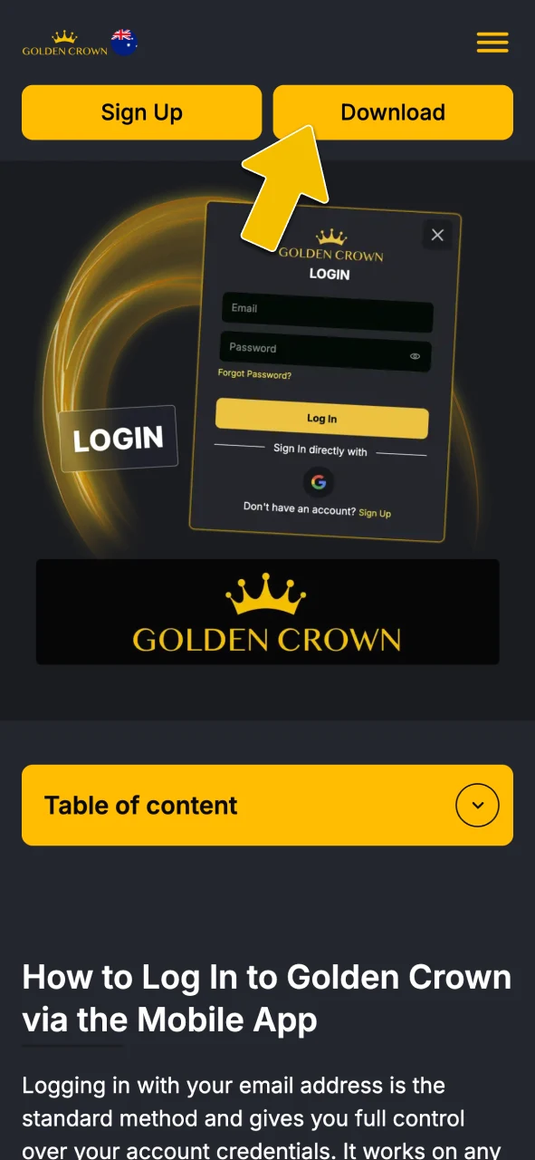 Download the official Golden Crown app directly to your mobile device using the direct download link.