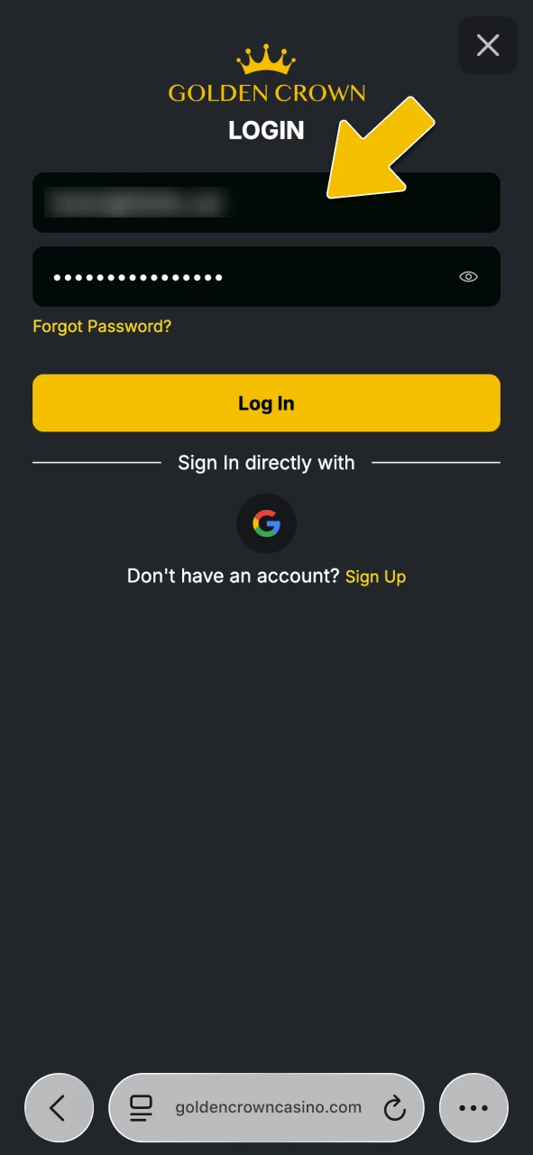 Enter your registered email address and password to sign in to your Golden Crown account.