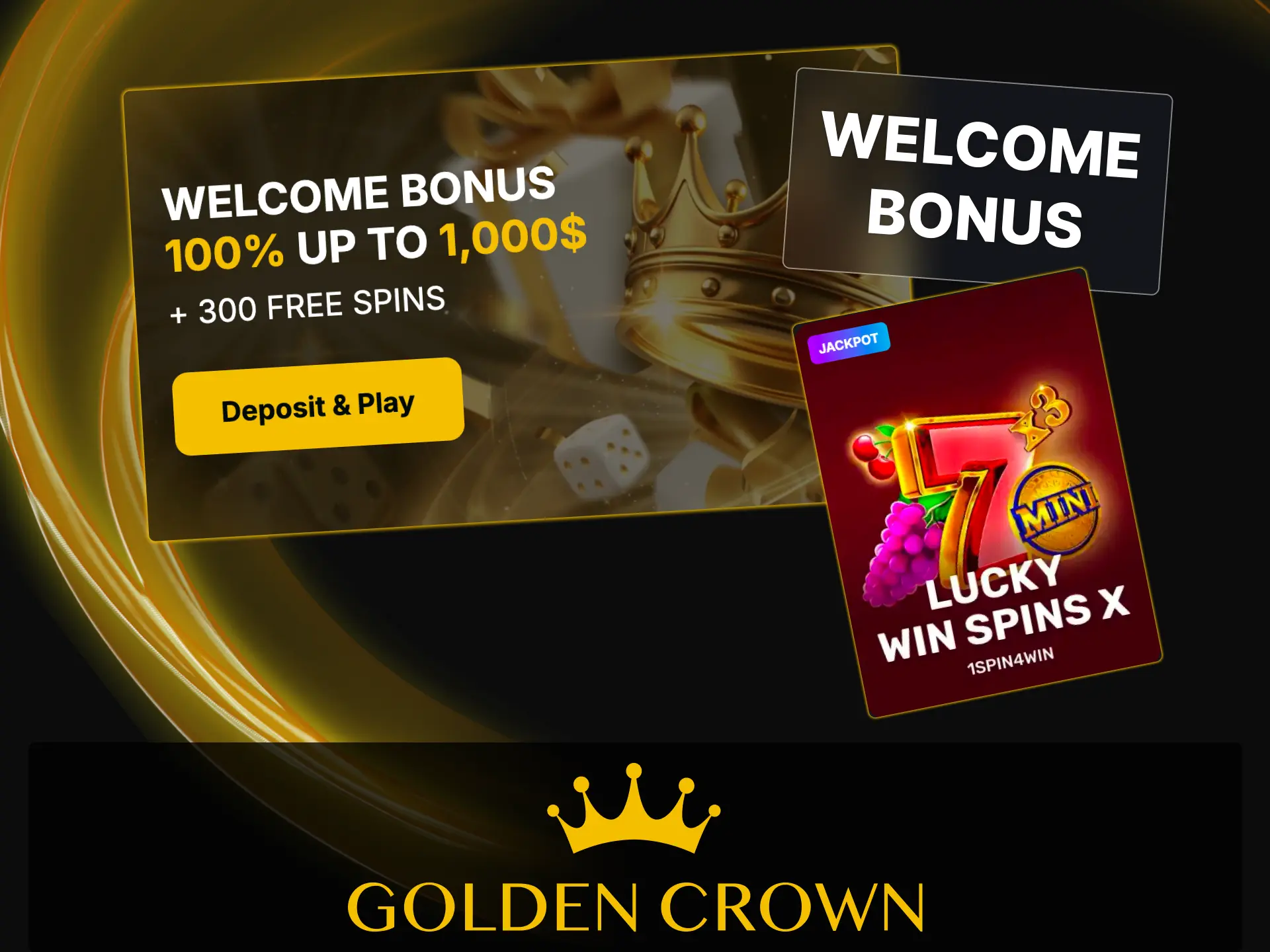 Spin 1Spin4Win pokies with welcome bonus funds and free spins at Golden Crown Casino.