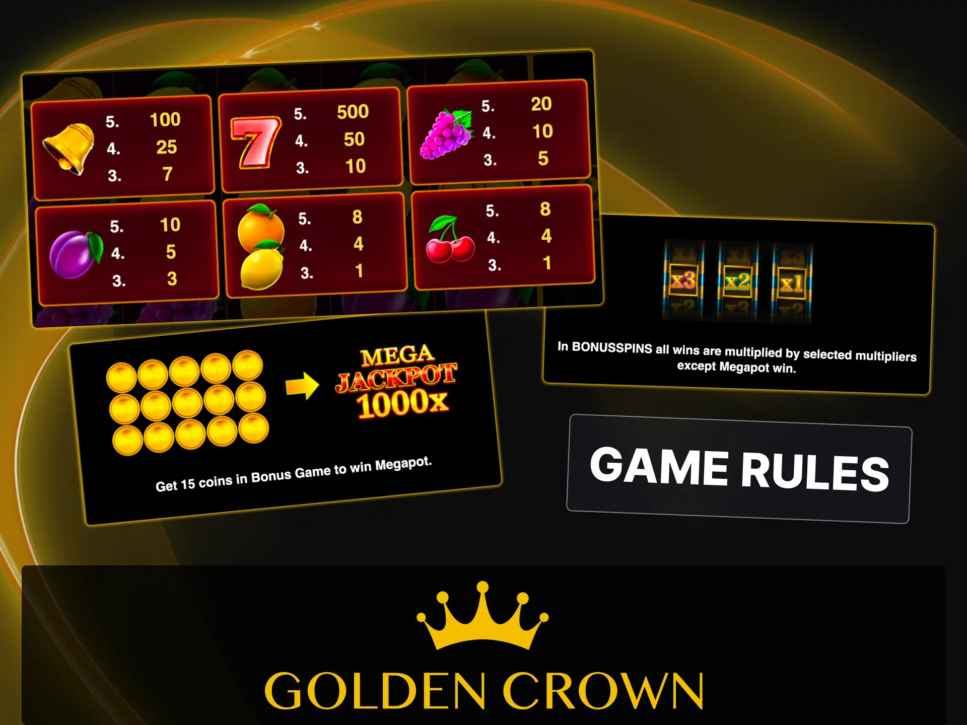 Learn Lucky Win Spins X payline rules and symbol combinations at Golden Crown Casino.