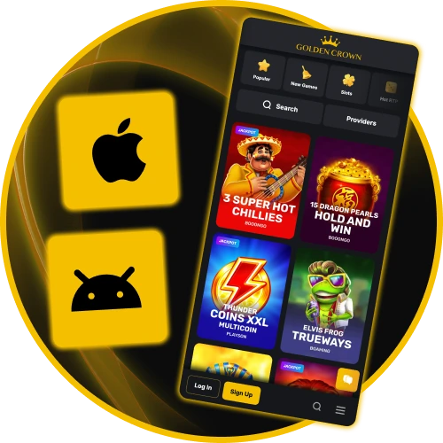 Download the mobile app at Golden Crown and play your favorite games anywhere.
