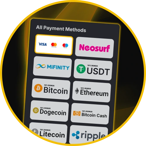 Deposit and withdraw easily at Golden Crown using card, e-wallet, or crypto options.