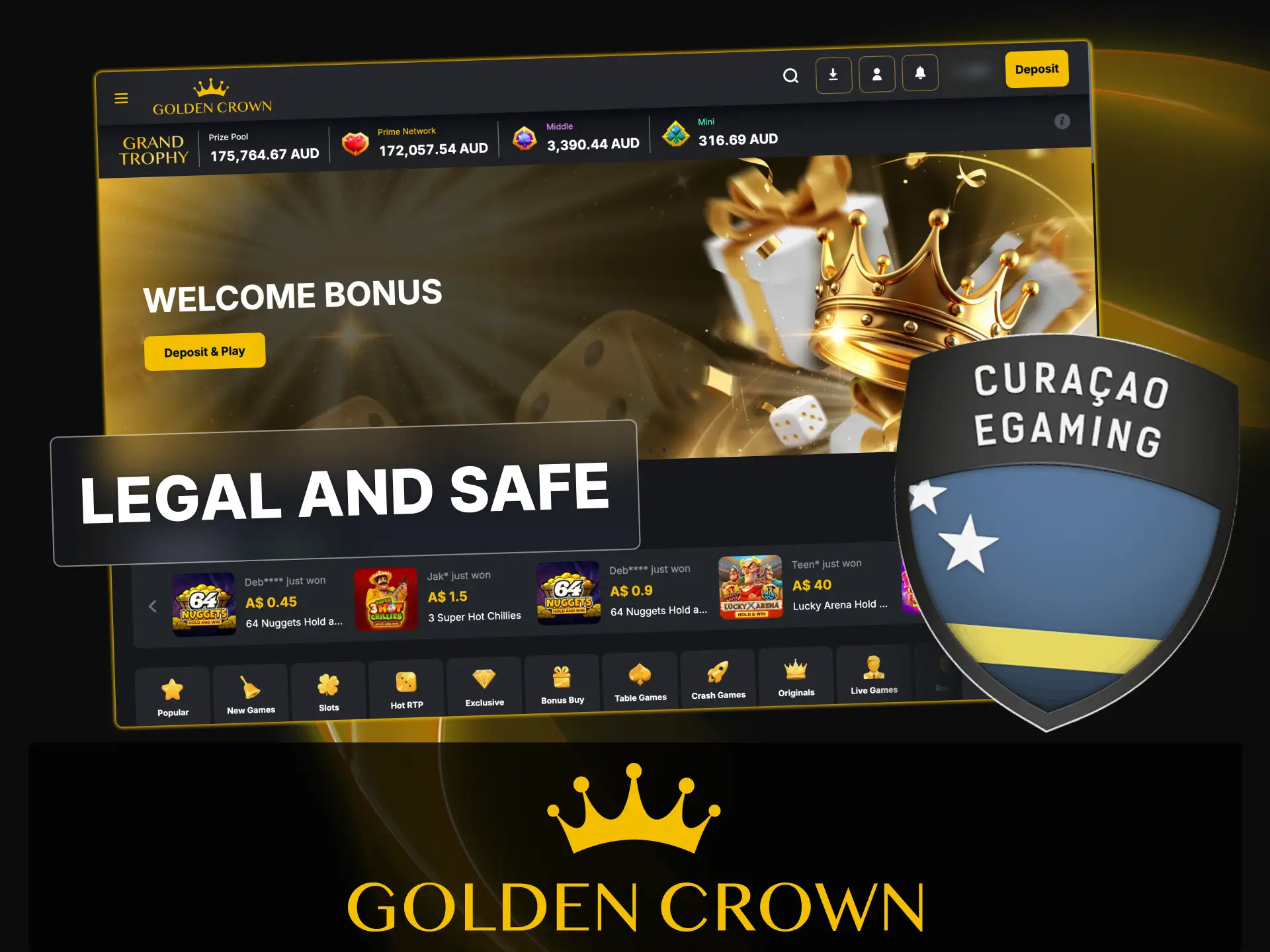 Check the security and Curaçao eGaming licence of Golden Crown platform today.