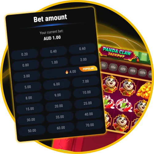 Set flexible bets on Panda Claw Jackpot to suit any bankroll strategy at Golden Crown Casino.