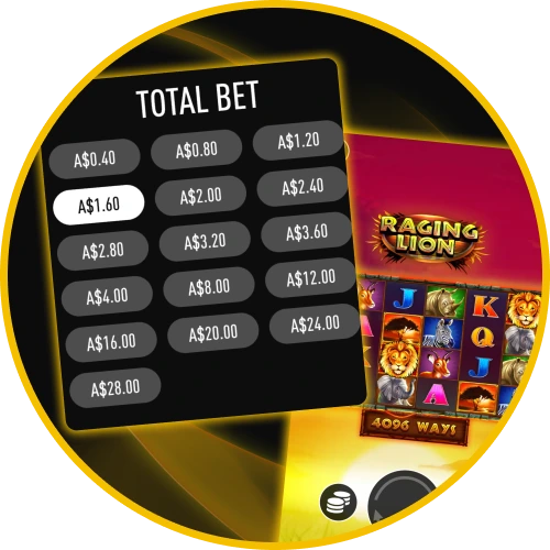 Adjust wager amounts easily to suit any bankroll budget on Raging Lion at Golden Crown Casino.
