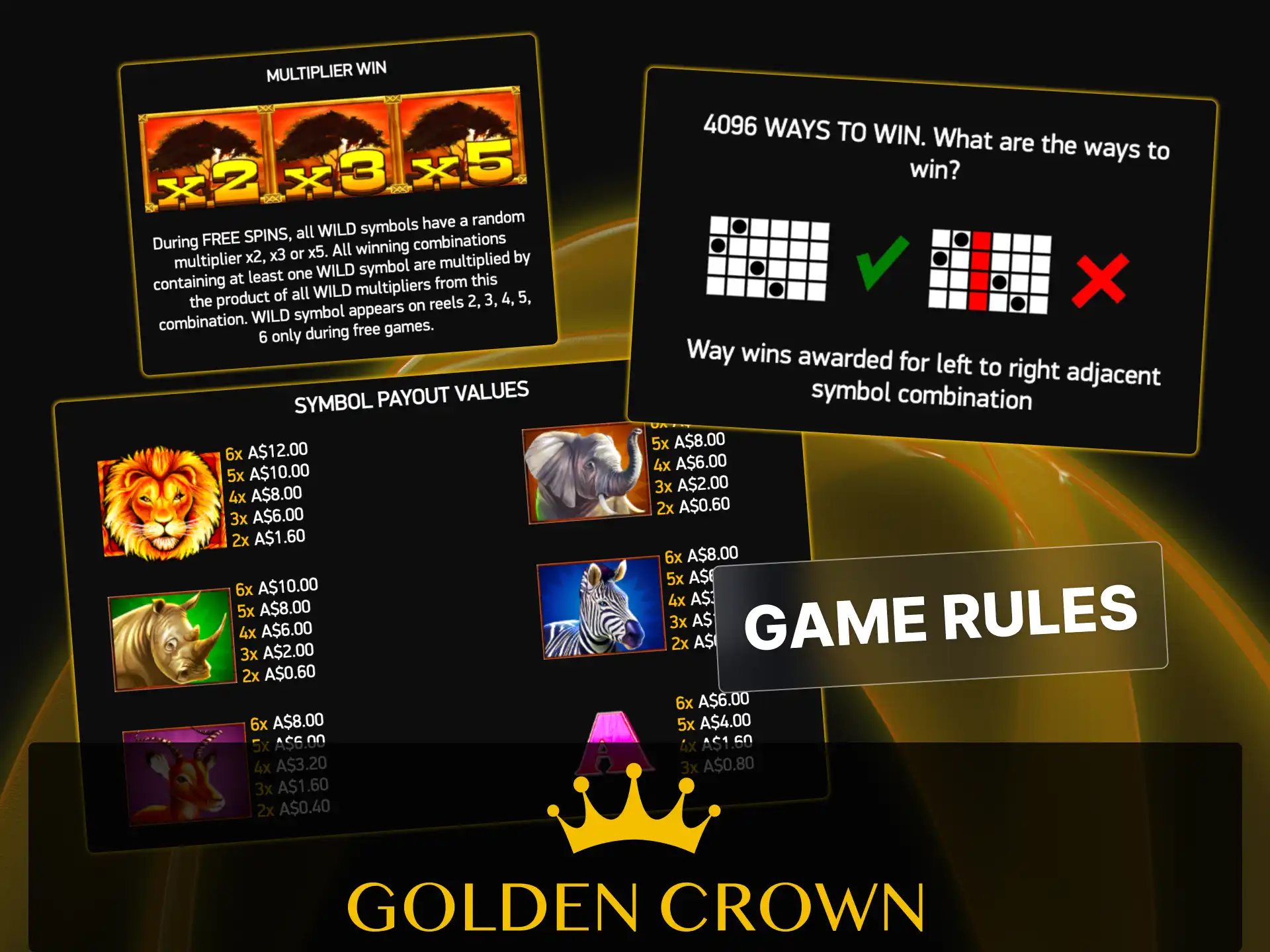 Learn Raging Lion 5-reel slot rules and payline mechanics at Golden Crown Casino.
