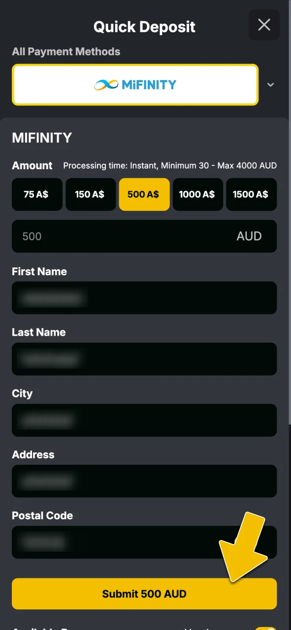 Log in, open the cashier, and make your first AUD deposit at Golden Crown Casino to unlock your bonus.