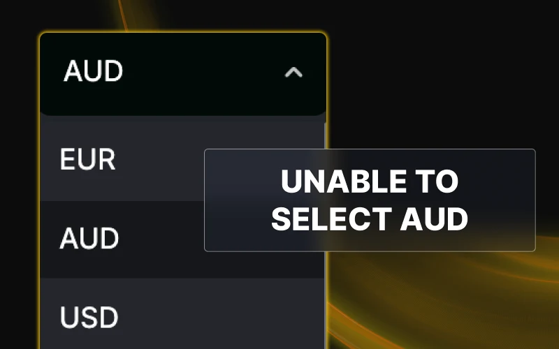 Ensure your location settings reflect Australia to select AUD in your Golden Crown account.
