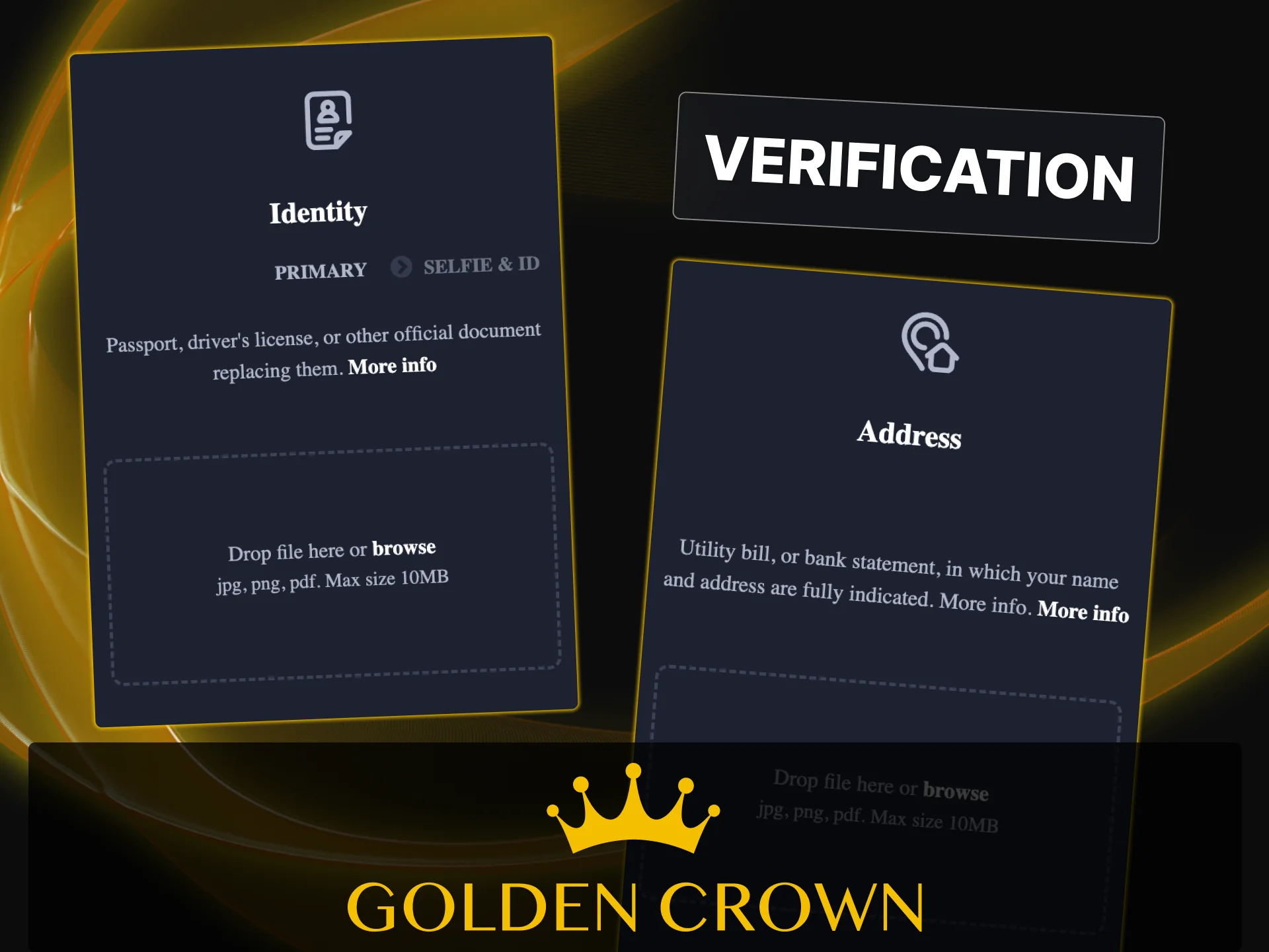 Complete mandatory account verification at Golden Crown Casino to comply with Australian regulations.