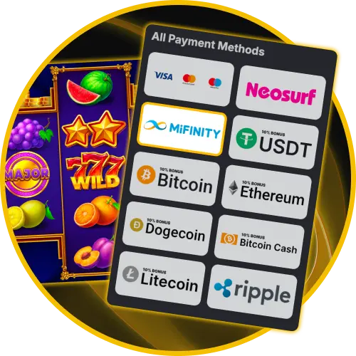 Deposit and withdraw securely using Australian payment options like Visa, Neosurf, and crypto at Golden Crown Casino.