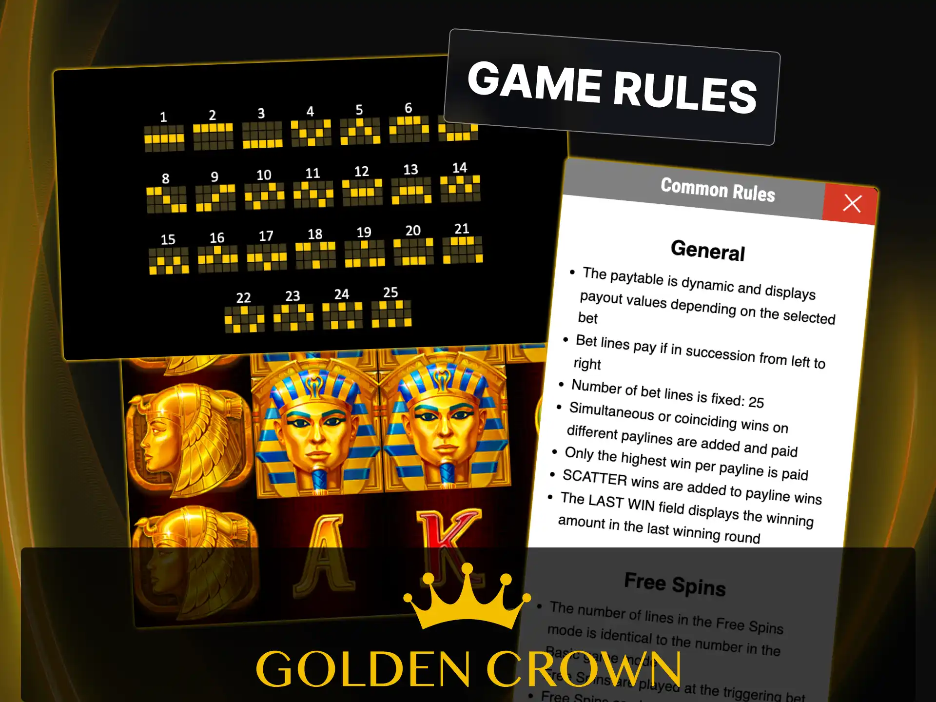 Learn Sun of Egypt 3 5-reel slot rules and left-to-right payline mechanics at Golden Crown Casino.