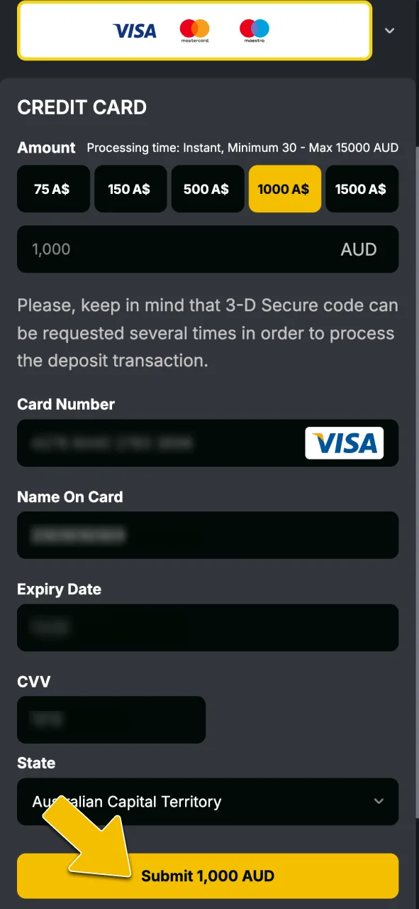 Navigate to the cashier to fund your account for Sun of Egypt 3 at Golden Crown Casino.