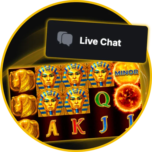 Connect with customer support anytime during Sun of Egypt 3 sessions at Golden Crown Casino.