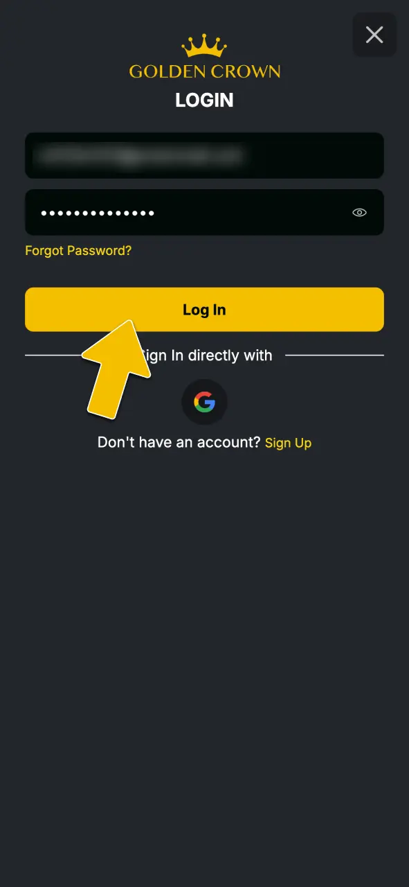 Access your Golden Crown profile using your registered credentials to initiate a payout.