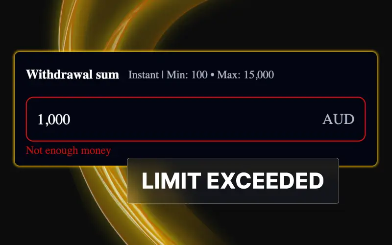 Adjust your payout request amount to fit within Golden Crown Casino single-transaction cashout caps.