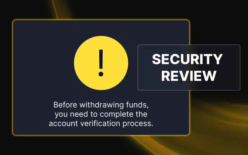 Resolve account flagged for security review alerts by contacting Golden Crown Casino support.